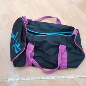 Small Round Pink, Blue and Black Duffle Bag